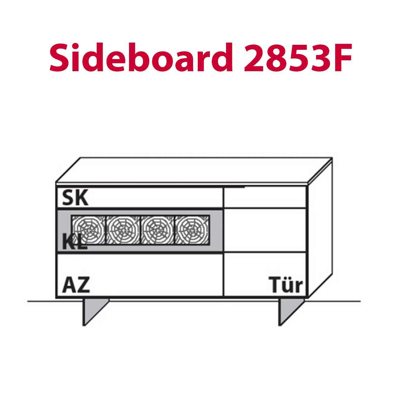 WM-Typ-2853F Sideboard Technische Zeichnung
