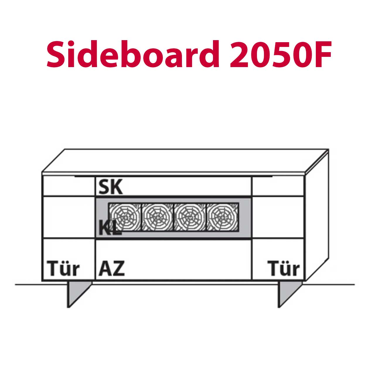 WM-Typ-2050F Sideboard Technische Zeichnung