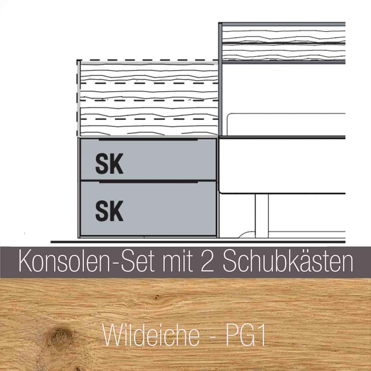 Schlafzimmer mit Kleiderschrank Innenkorpus: Wildeiche - PG1