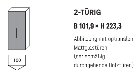 WSM 4400 2-türig Kleiderschrank mit Akzent
