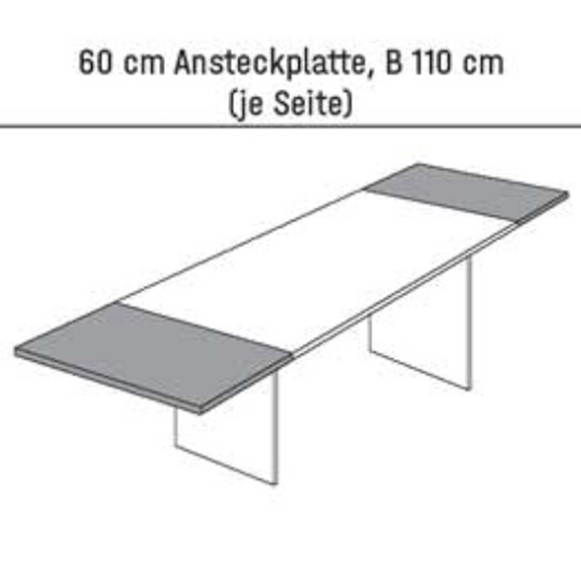 Ansteckplatte in 60 cm je Seite für eine Tischbreite 110 cm.