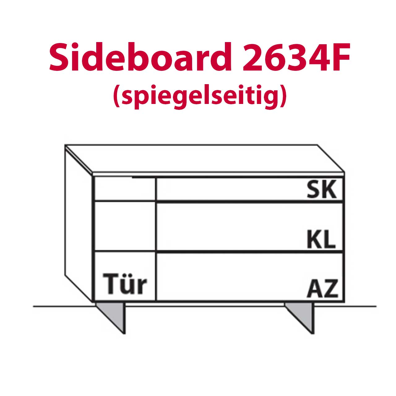 WM-Typ-2634F Sideboard Technische Zeichnung