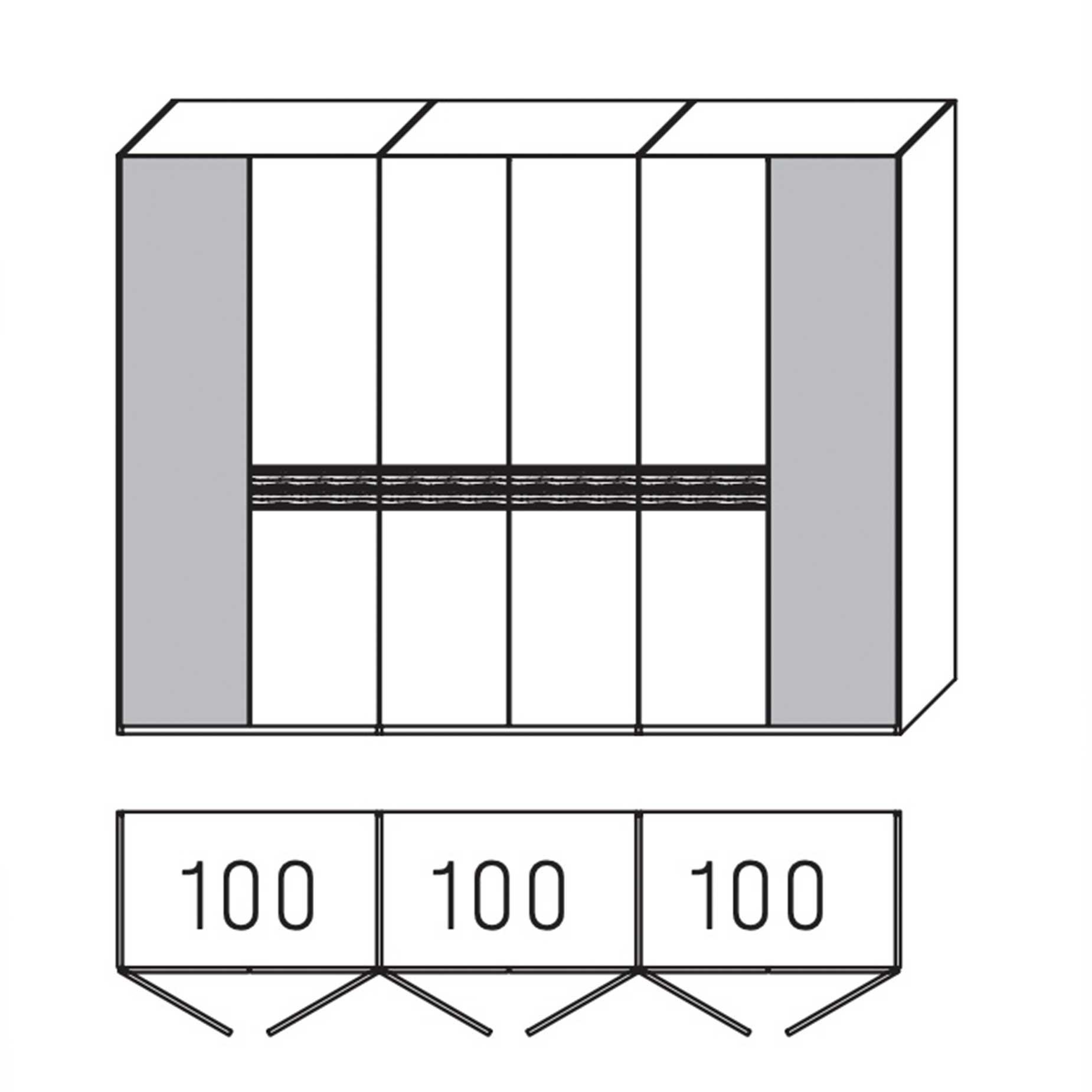 WSM 4300 - Drehtürenschrank Erle B 301,9 / H 223,3 - 6006-PGE