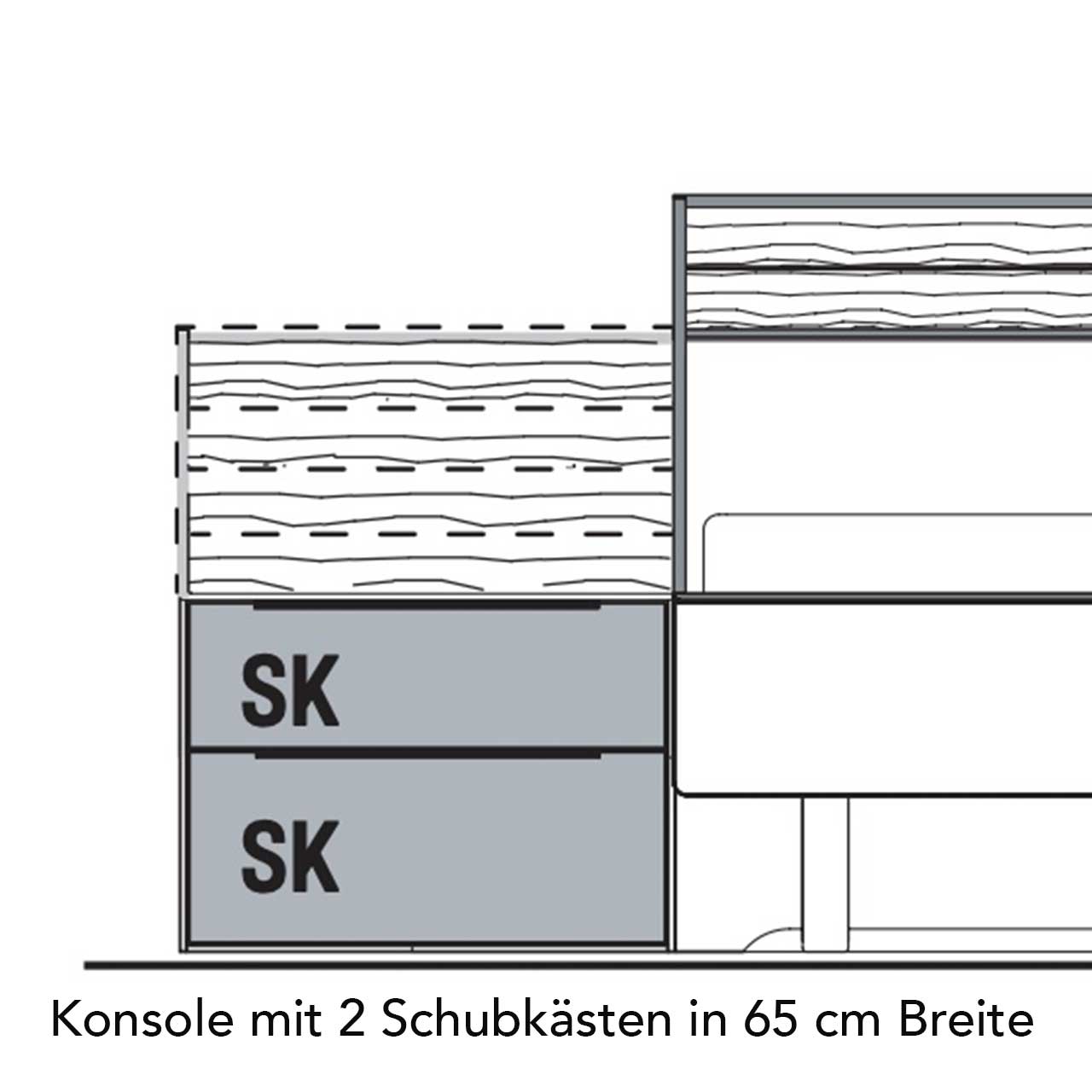 WSM 4300 Konsolenpaar je 2 Schubkästen 65,0 cm