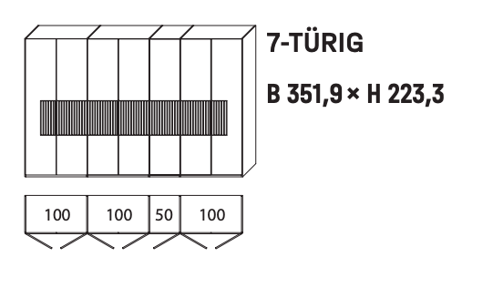 WSM 4400 7-türig Kleiderschrank mit Lamellen Akzent B 351,9 x H 223,3 cm