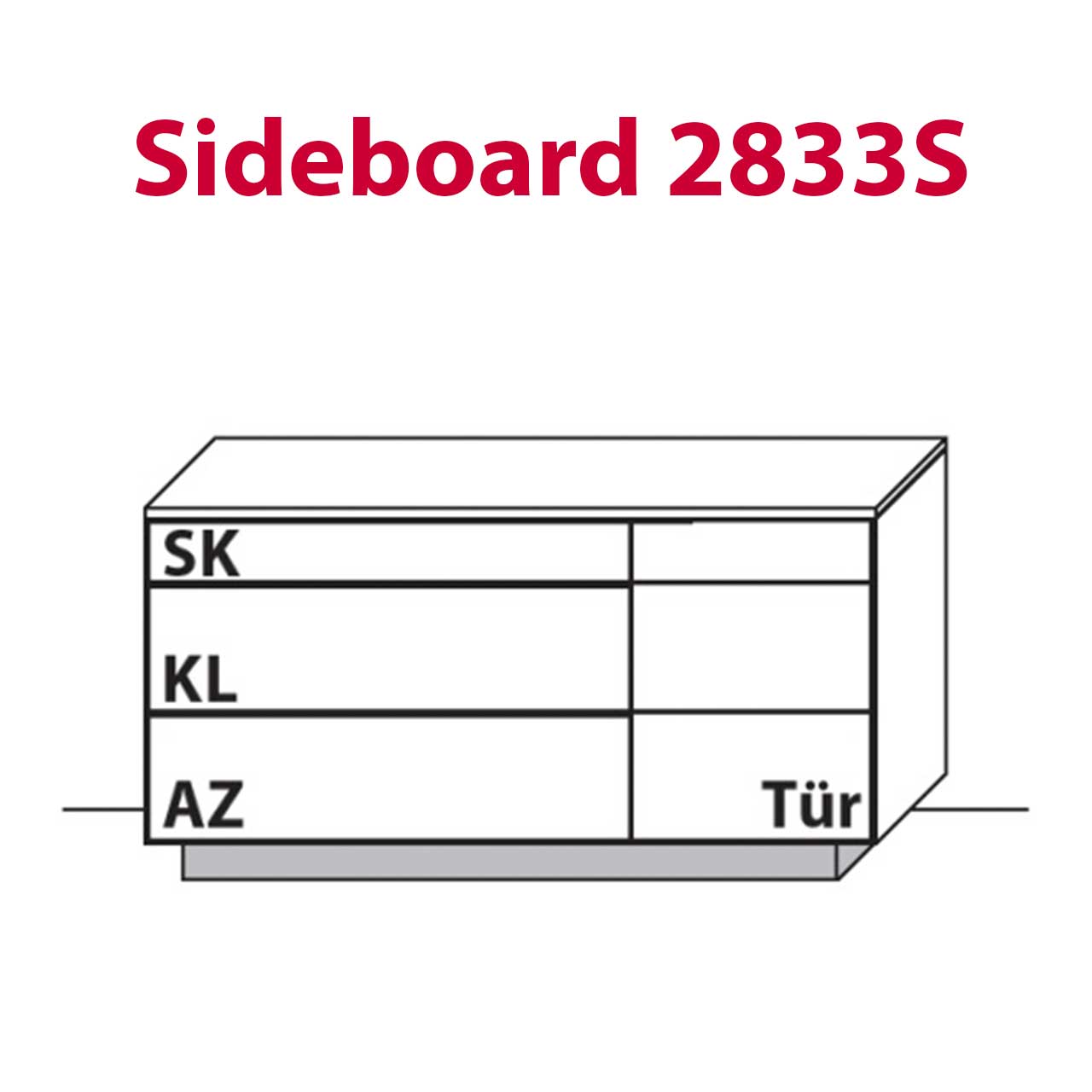 WM-Typ-2833S Sideboard Technische Zeichnung