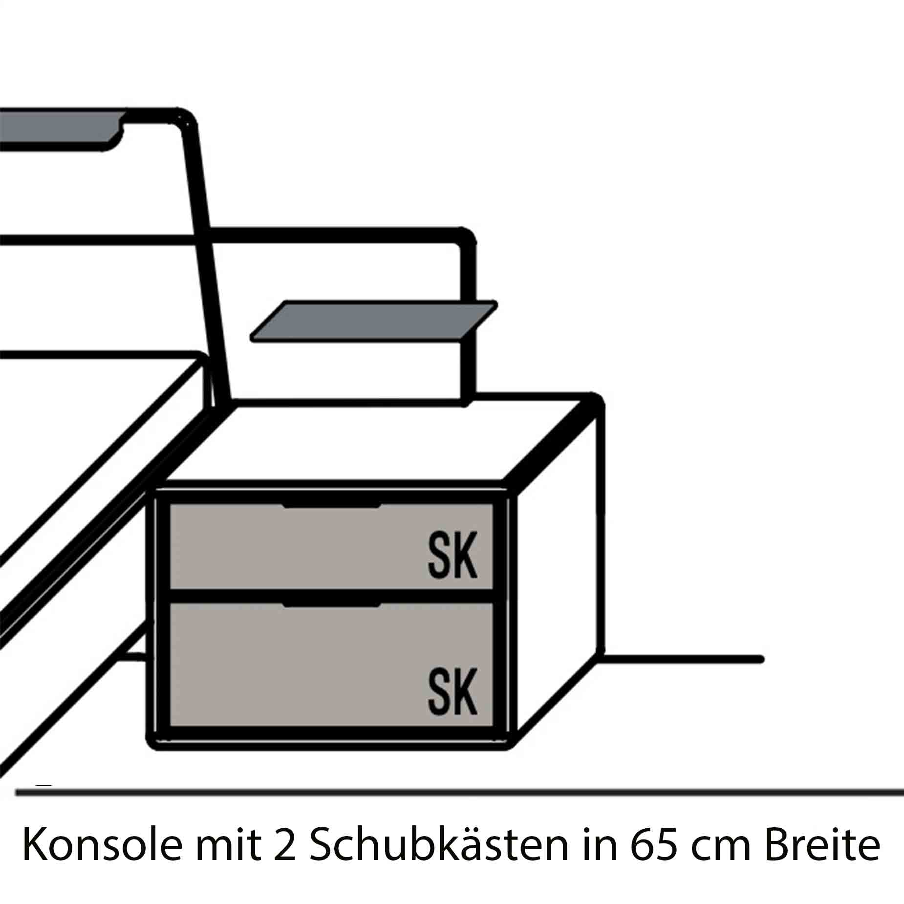 WSM 7100 Konsole in 65 cm Breite mit 2 Schubkästen