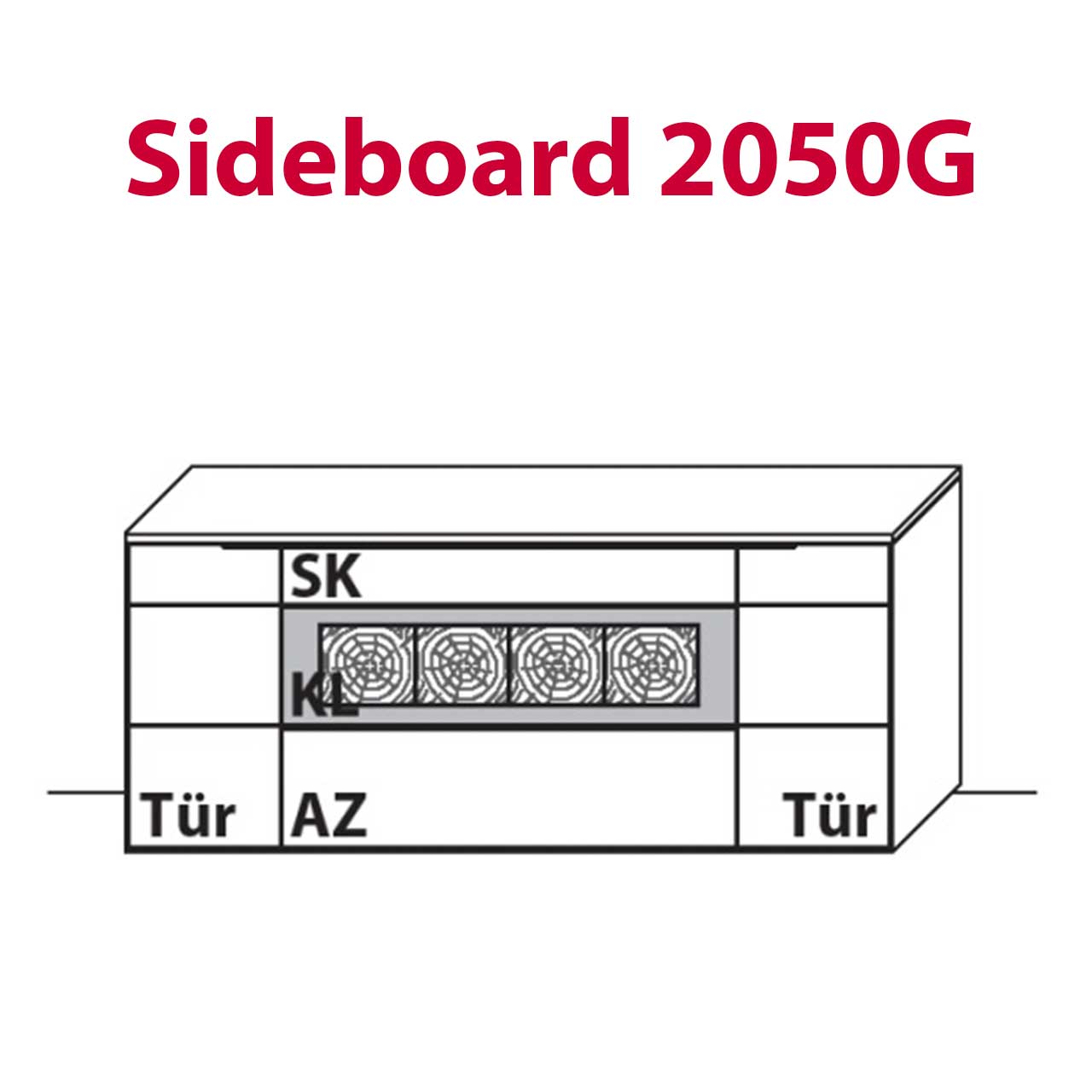 WM-Typ-2050G Sideboard Technische Zeichnung