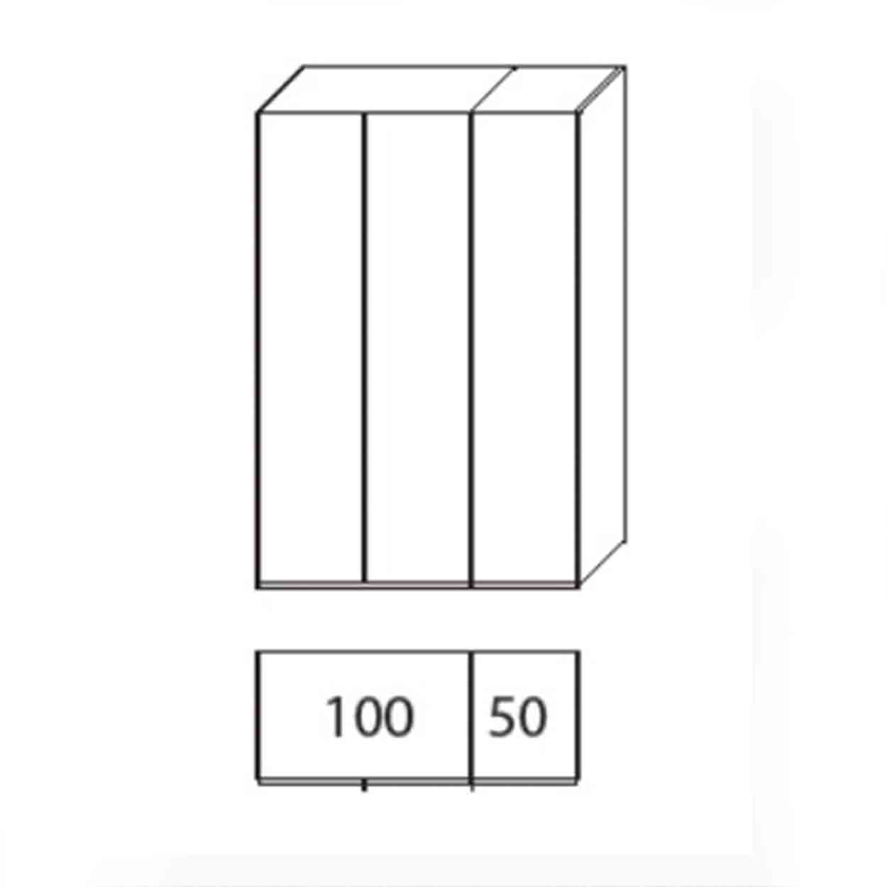 WSL 8800 Kleiderschrank 3-türig mit Lacktür