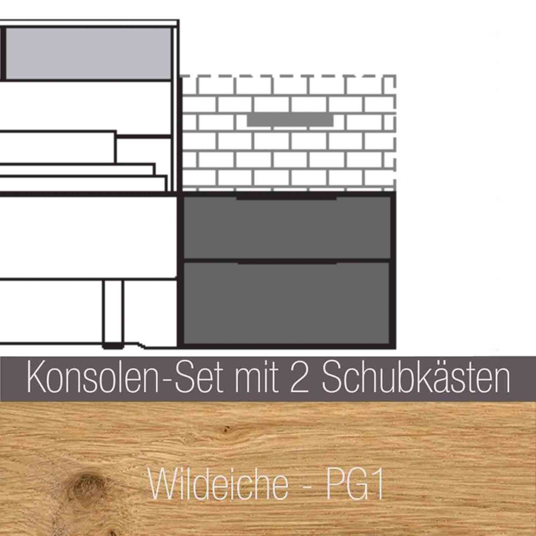 WSM 2800 – Schlafzimmer mit Kleiderschrank Innenkorpus: Wildeiche - PG1