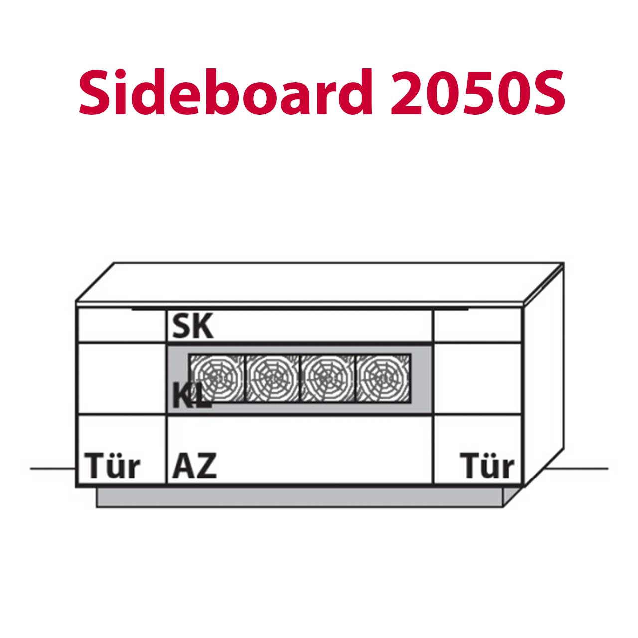 WM-Typ-2050S Sideboard Technische Zeichnung
