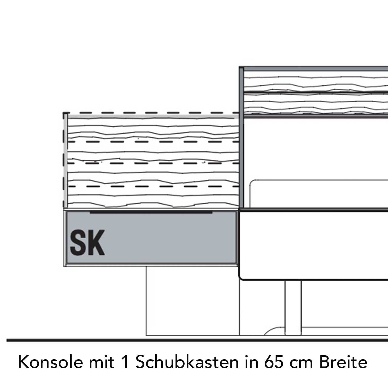 WSM 4300 Konsolenpaar je 1 Schubkasten 65 cm