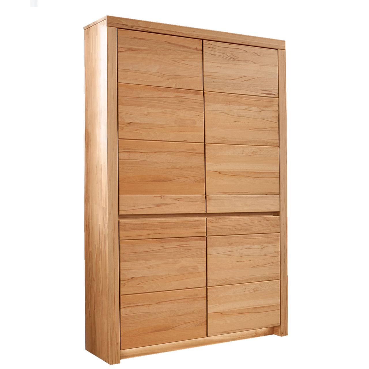 Soleo-3000-Zeilenschrank-5350-freigestellt-Kerneiche SOLEO 3000 Zeilenschrank Type 5350 in massiver Kernbuche, mit zwei Holztüren untereinander angelegt, es sind 8 Einlegeböden inklusive.