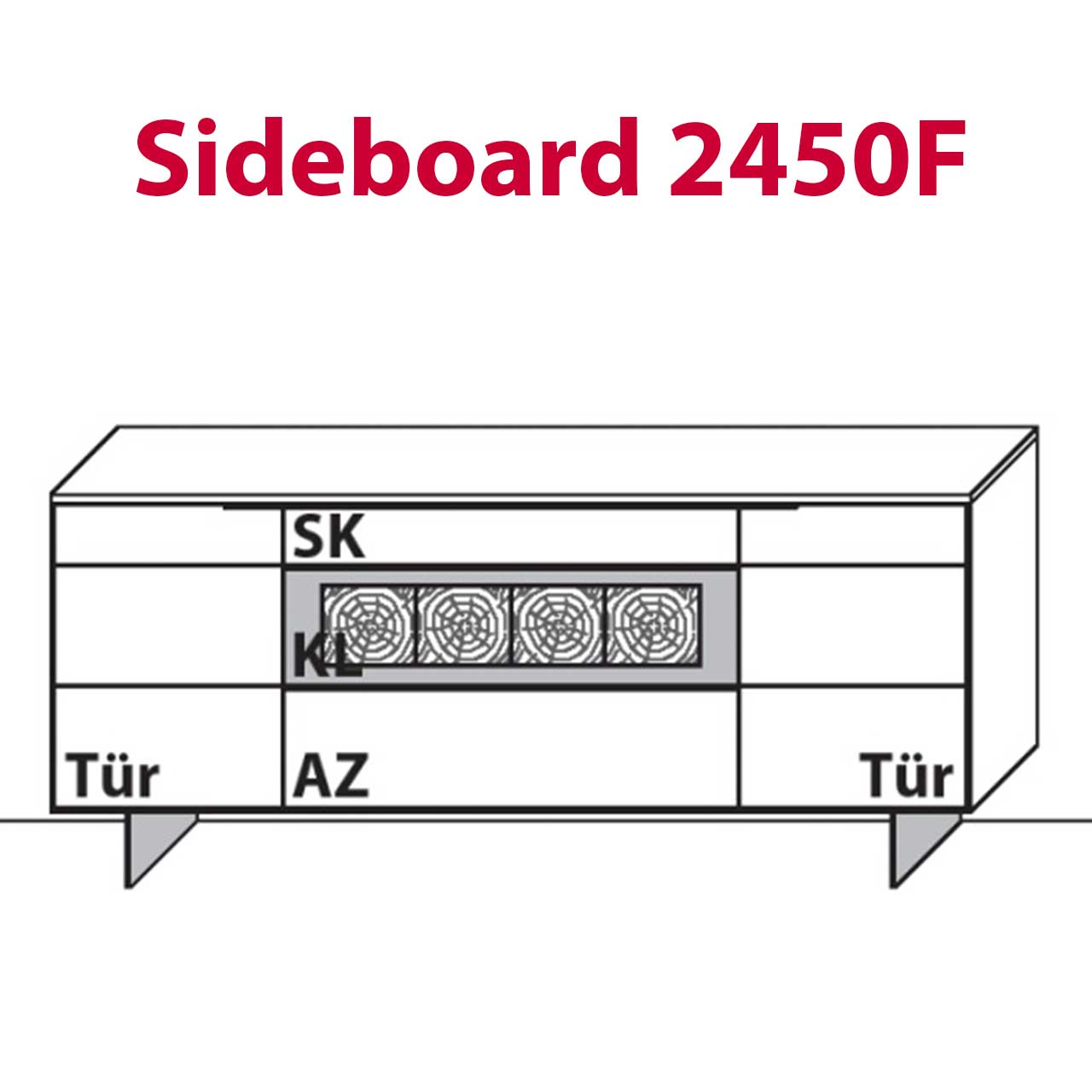 WM-Typ-2450F Sideboard Technische Zeichnung