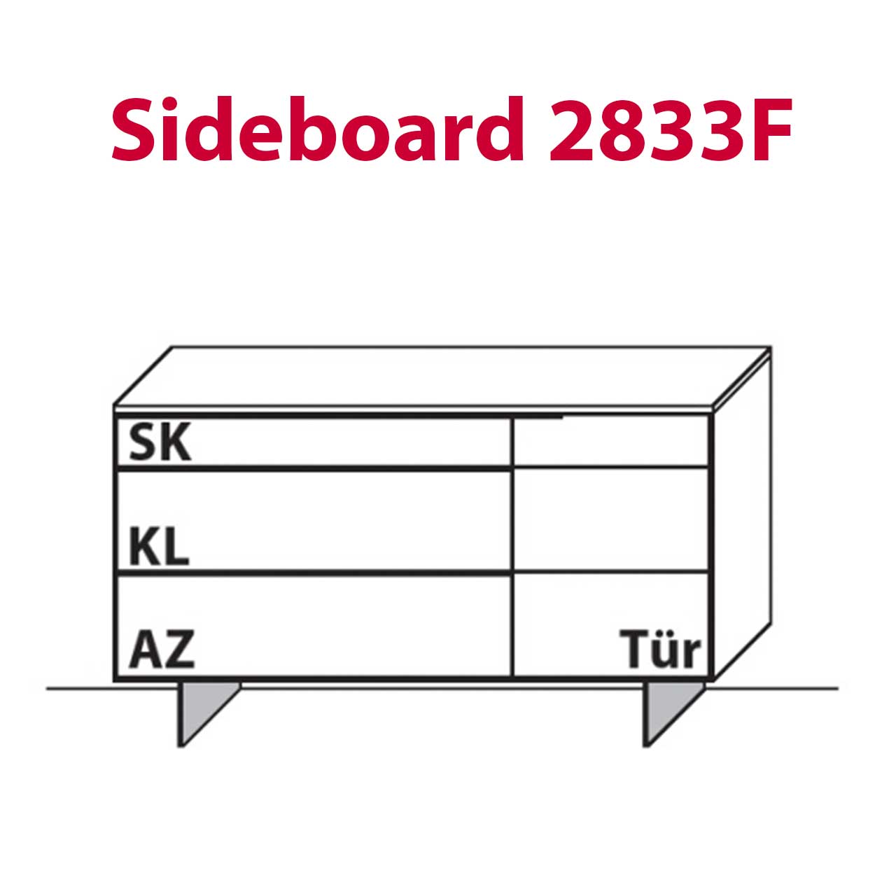 WM-Typ-2833F Sideboard Technische Zeichnung