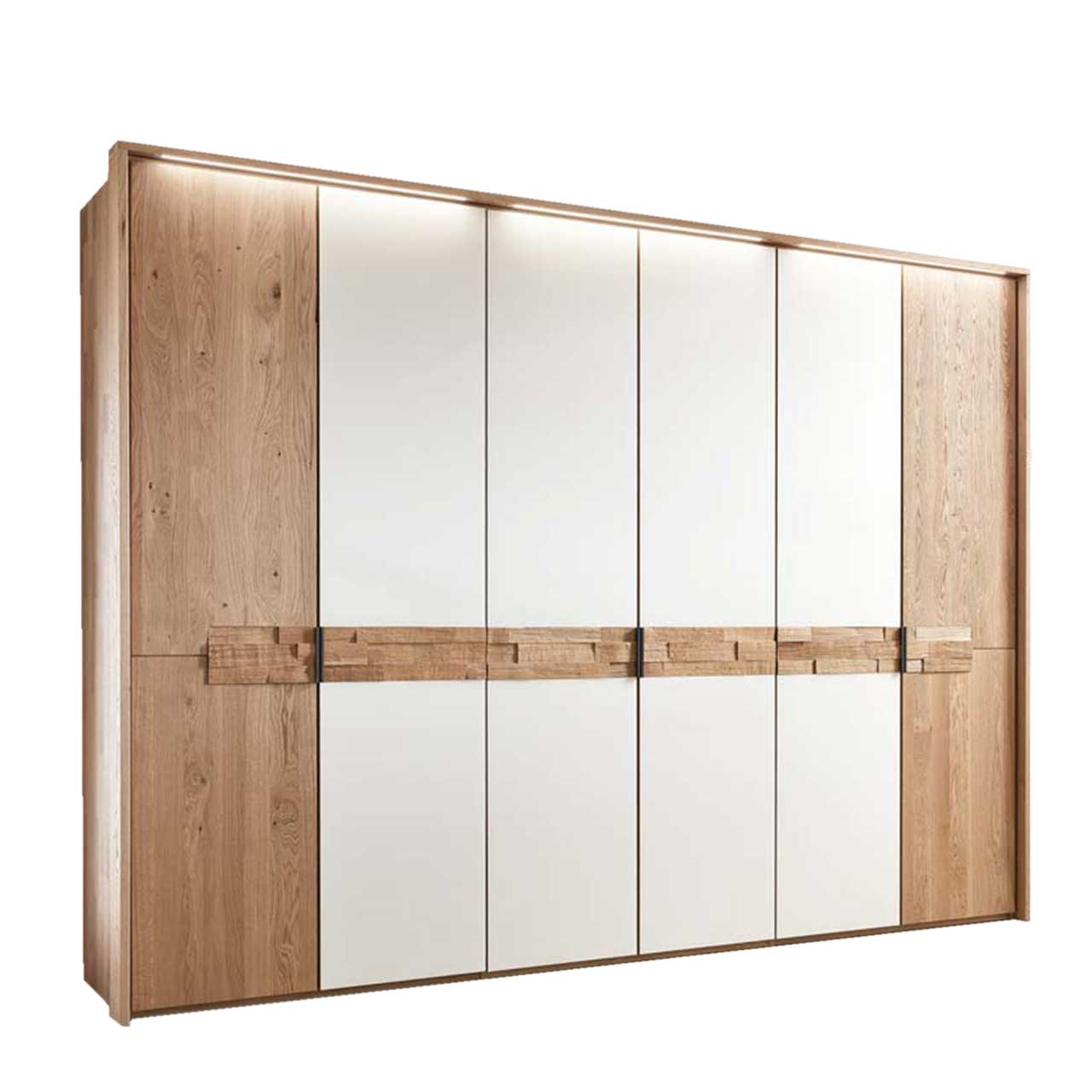 WSM 2800 - Kleiderschrank 6-türig in Mattglas magnolie