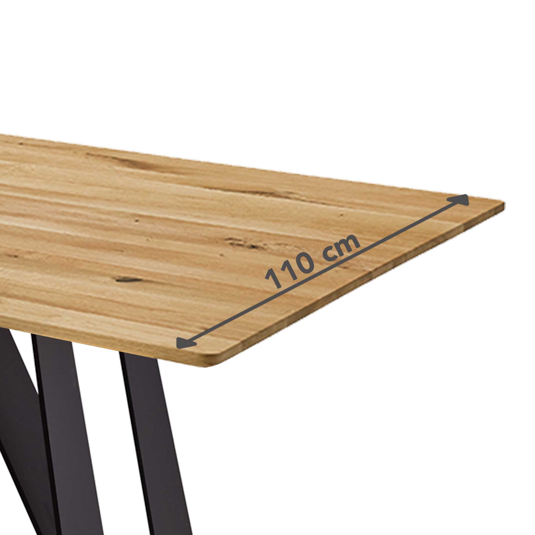 Esstisch 550 am Bild mit einem Breitenmaß von 110 cm.