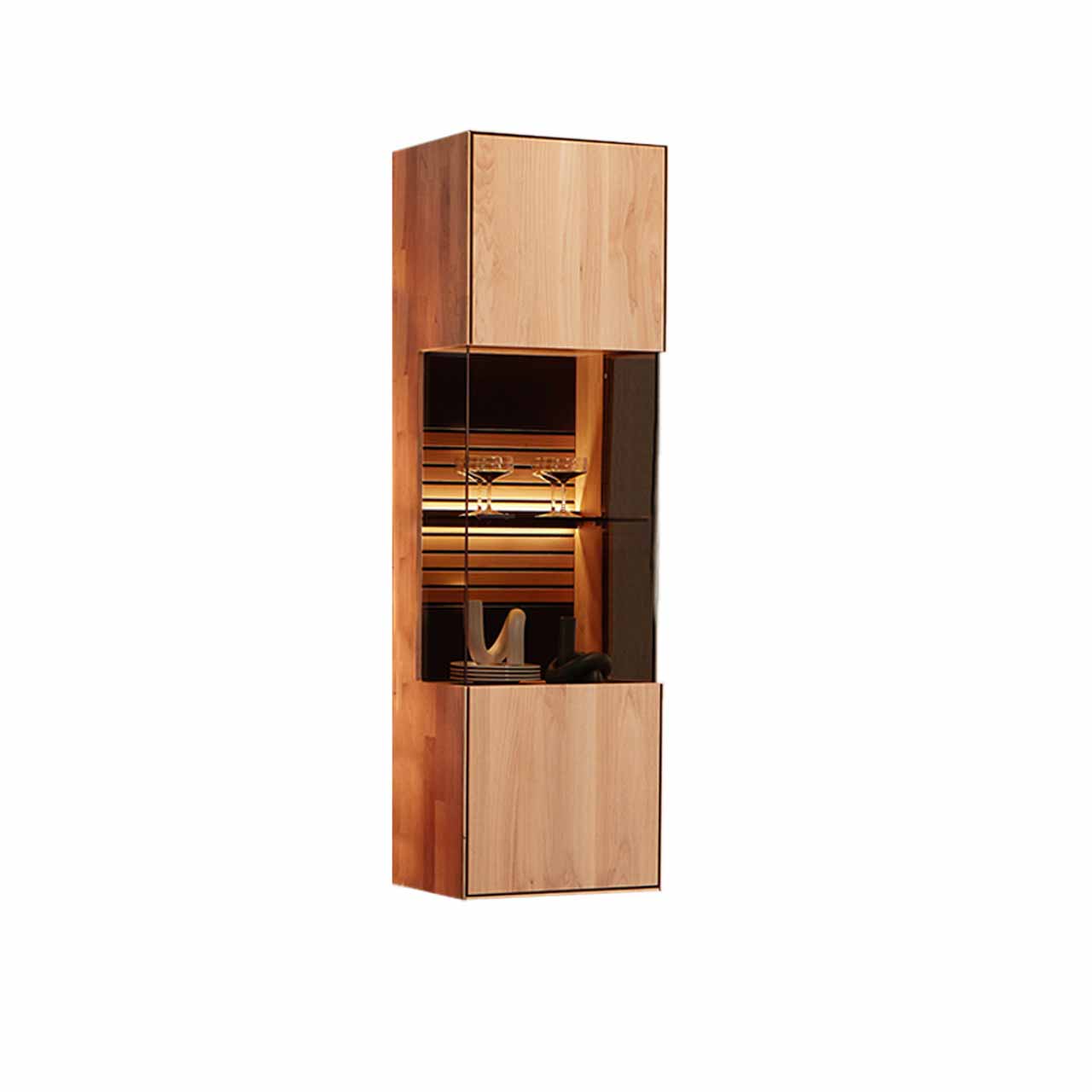 WM2320-Hangevitrine-14433-Erle-Lamelle-Mattglas WM 2320 - Hängevitrine 14433