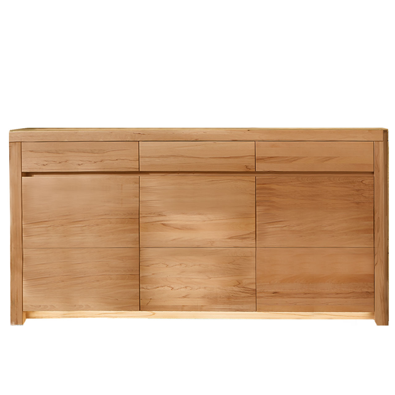 Soleo-3000-Sideboard-2950-freisteller-Kernbuche Sideboard in massiver Kernbuche Type 2950 mit drei Schubkästen und drei Türen, hinter Tür sind 3 Holzböden inklusive.
