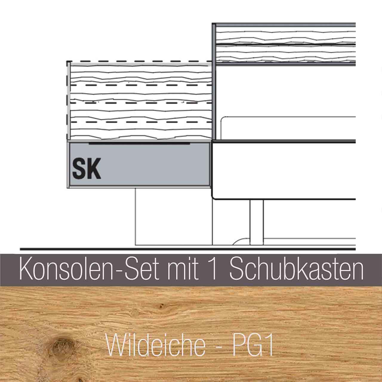 Schlafzimmer mit Kleiderschrank Innenkorpus: Wildeiche - PG1 