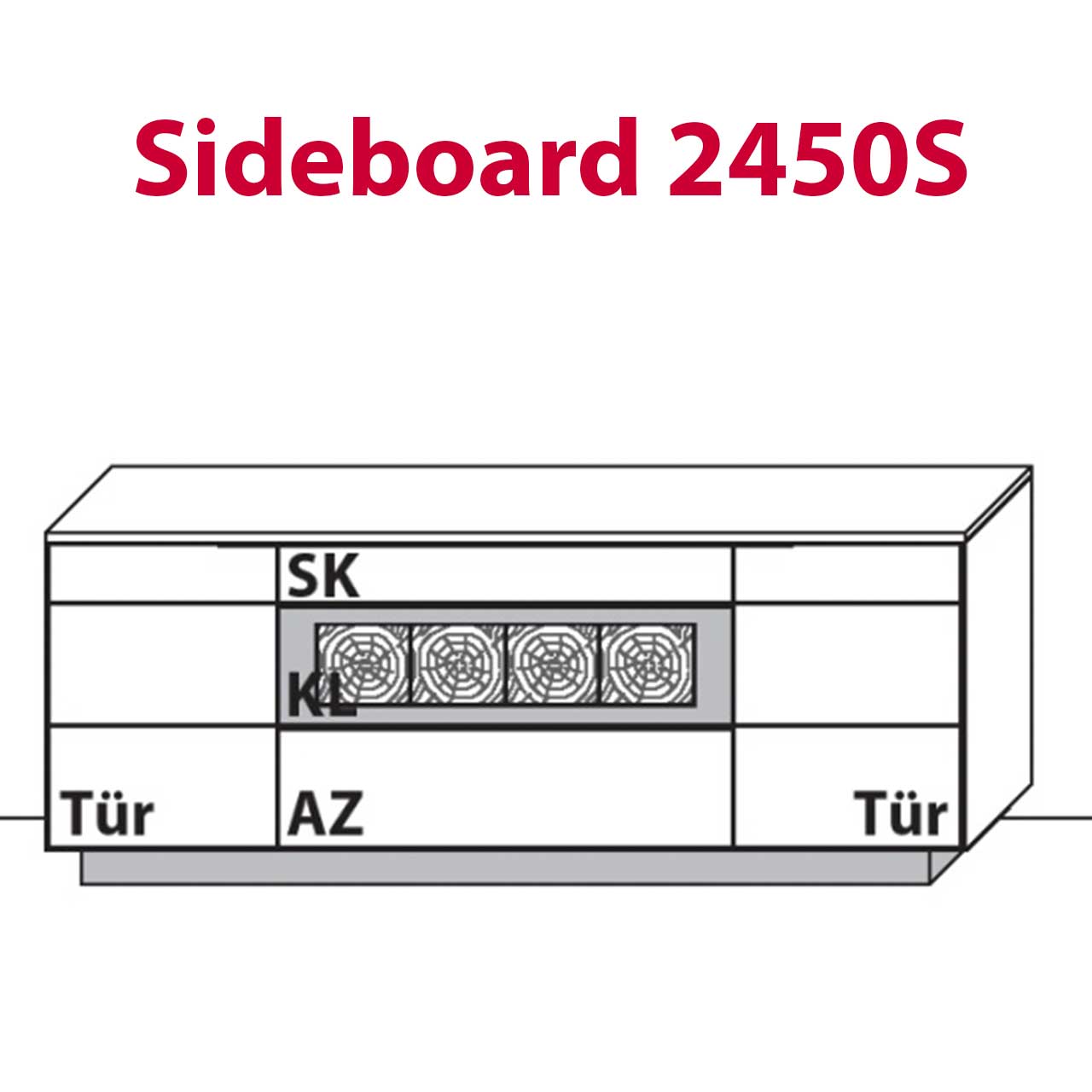 WM-Typ-2450S Sideboard Technische Zeichnung