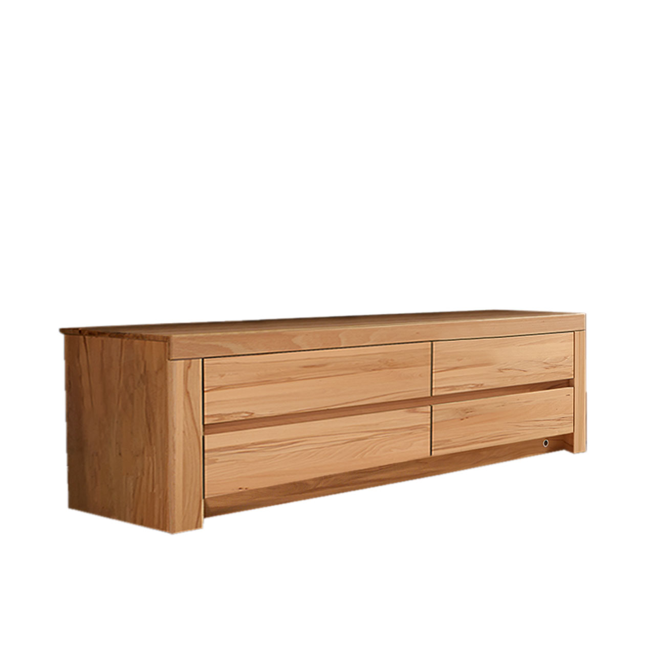 Soleo-3000-Medienschrank-1755-frei-kernbuche Medienschrank in massiver Kernbuche Type 1755 mit vier Schubkästen oder optional mit 3 Schubkästen und einer Klappe.