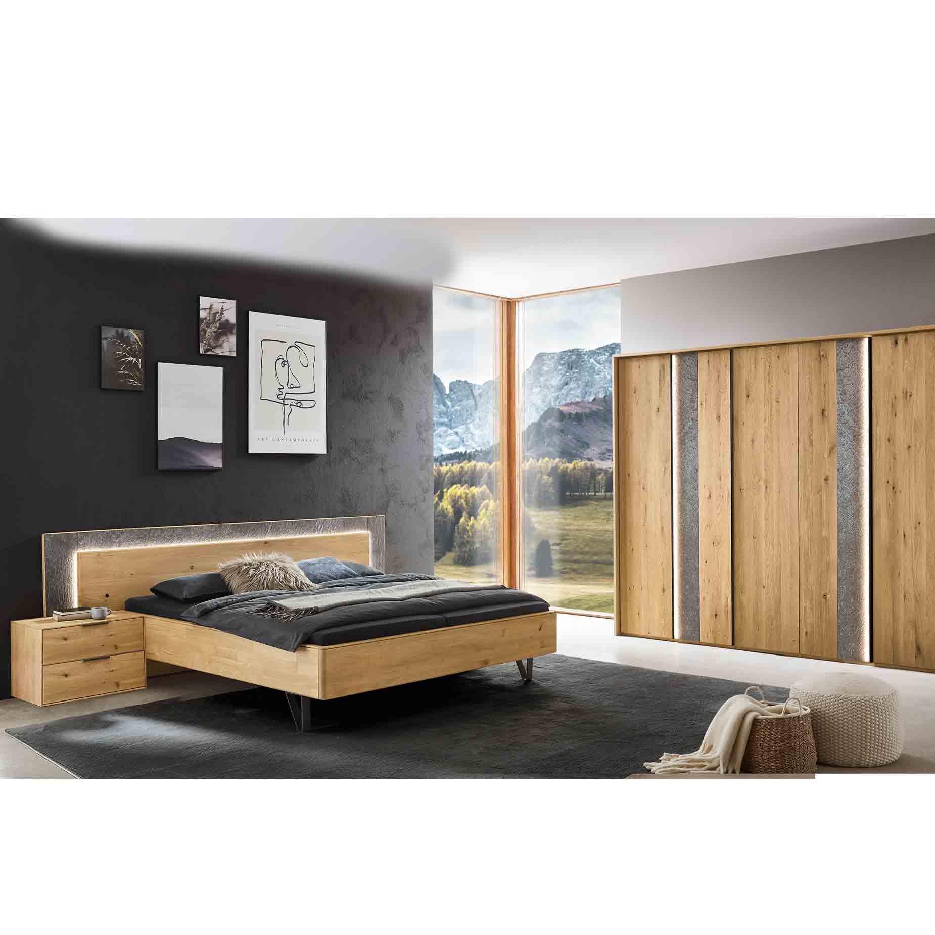 WSM 5100 Schlafzimmer Type 1030 WSM 5100 Schlafzimmer mit Konsolen, Bett und Kleiderschrank mit echt Steinfurnier.