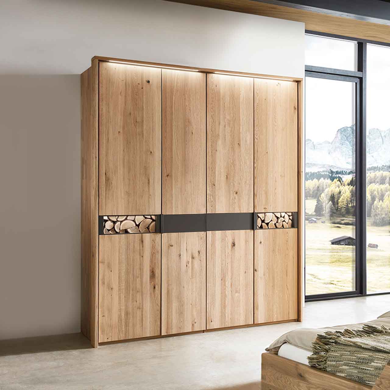 Wöstmann WSM 3100 Drehtürenschrank 4-türig Kaminholz-Akzent
