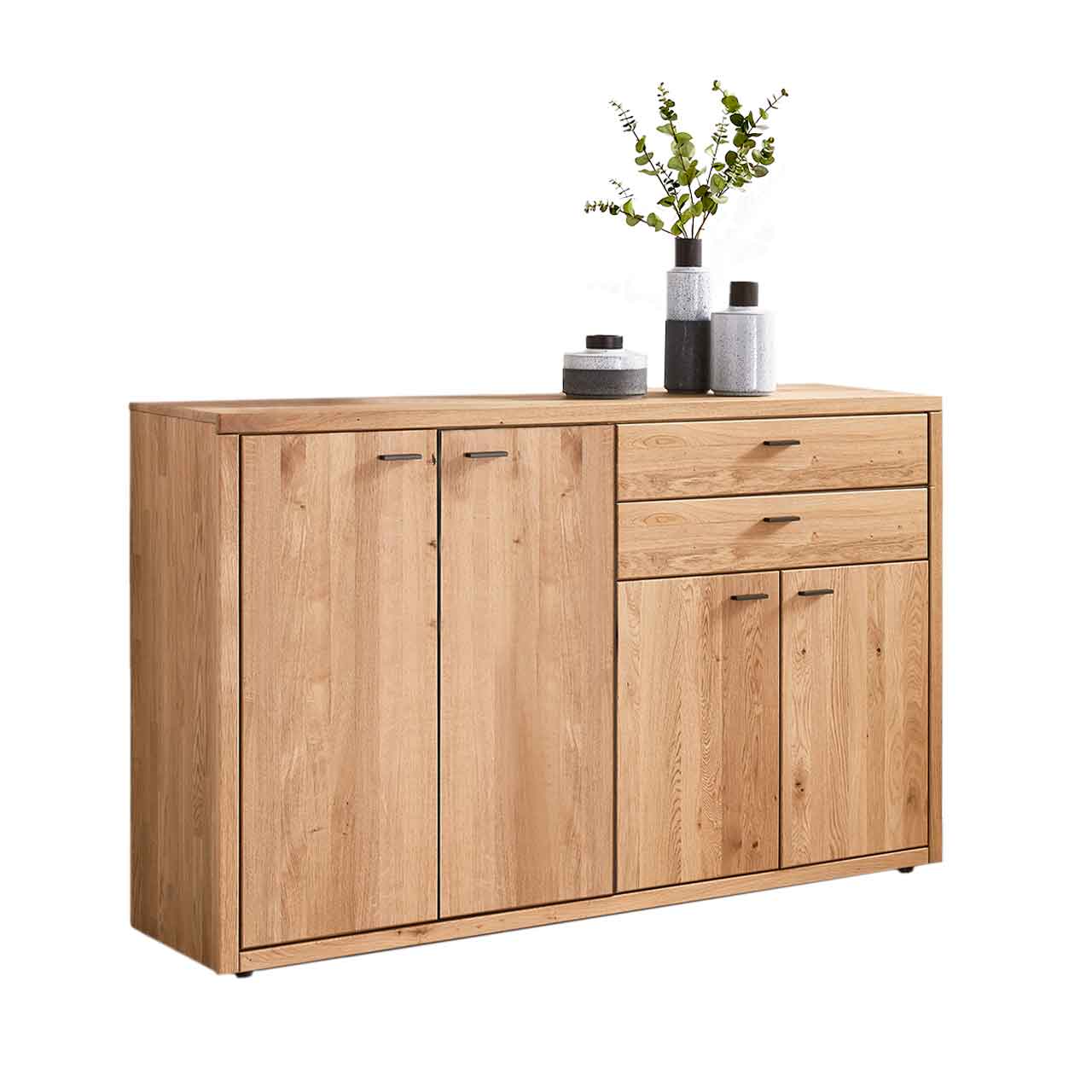 WM 2250 - Highboard 3643 WM 2250 - Highboard 3643 in Wildeiche, mit doppelter Holztür und zwei Schubkästen und zwei Holztüren unter den Schubkästen.