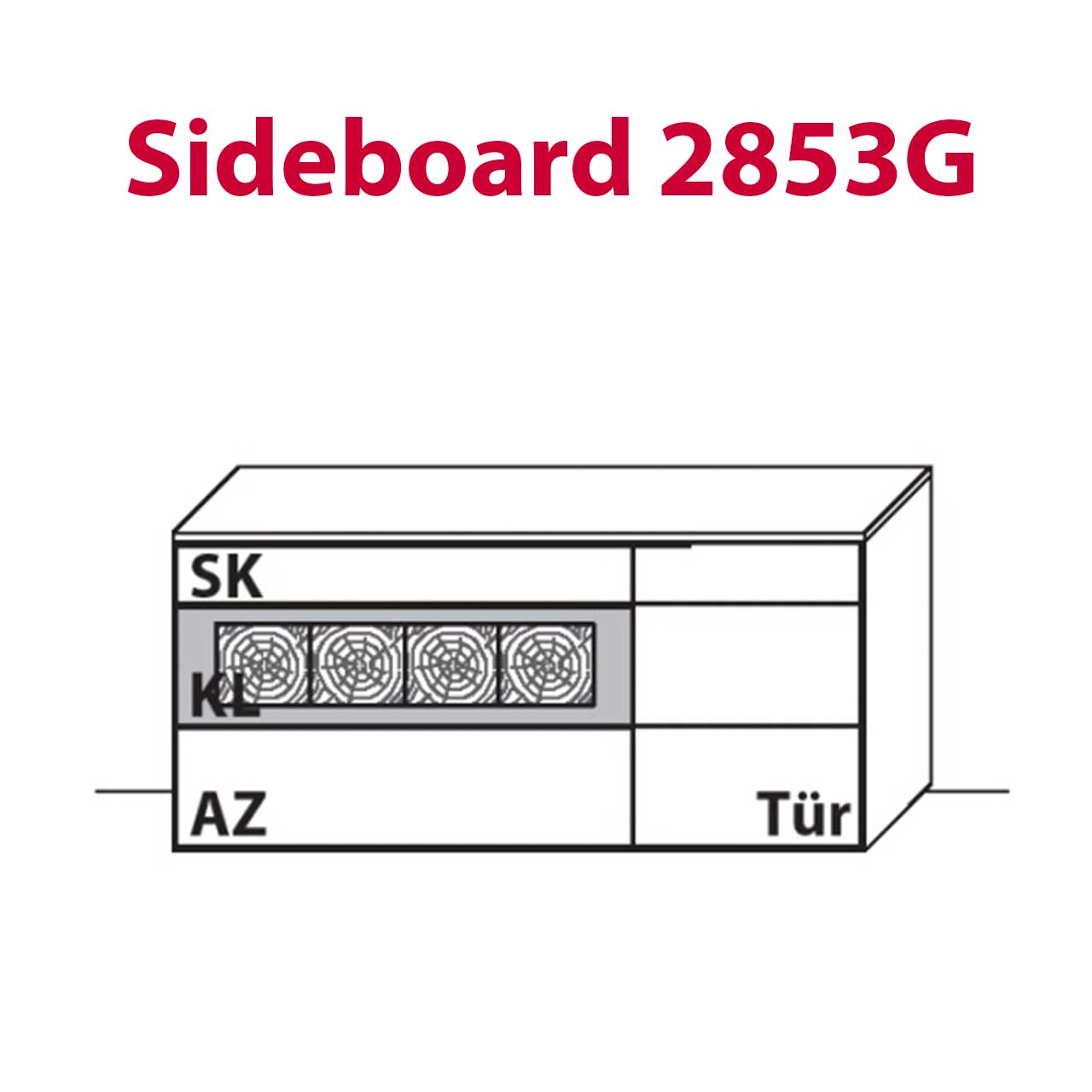 WM-Typ-2853G Sideboard Technische Zeichnung
