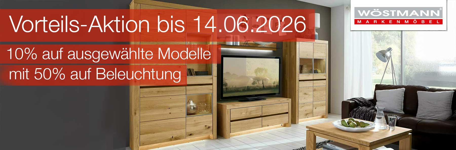 Vorteils-Aktion: 10% auf ausgewählte Modelle mit 50% auf Beleuchtung bis zum 14.06.2026