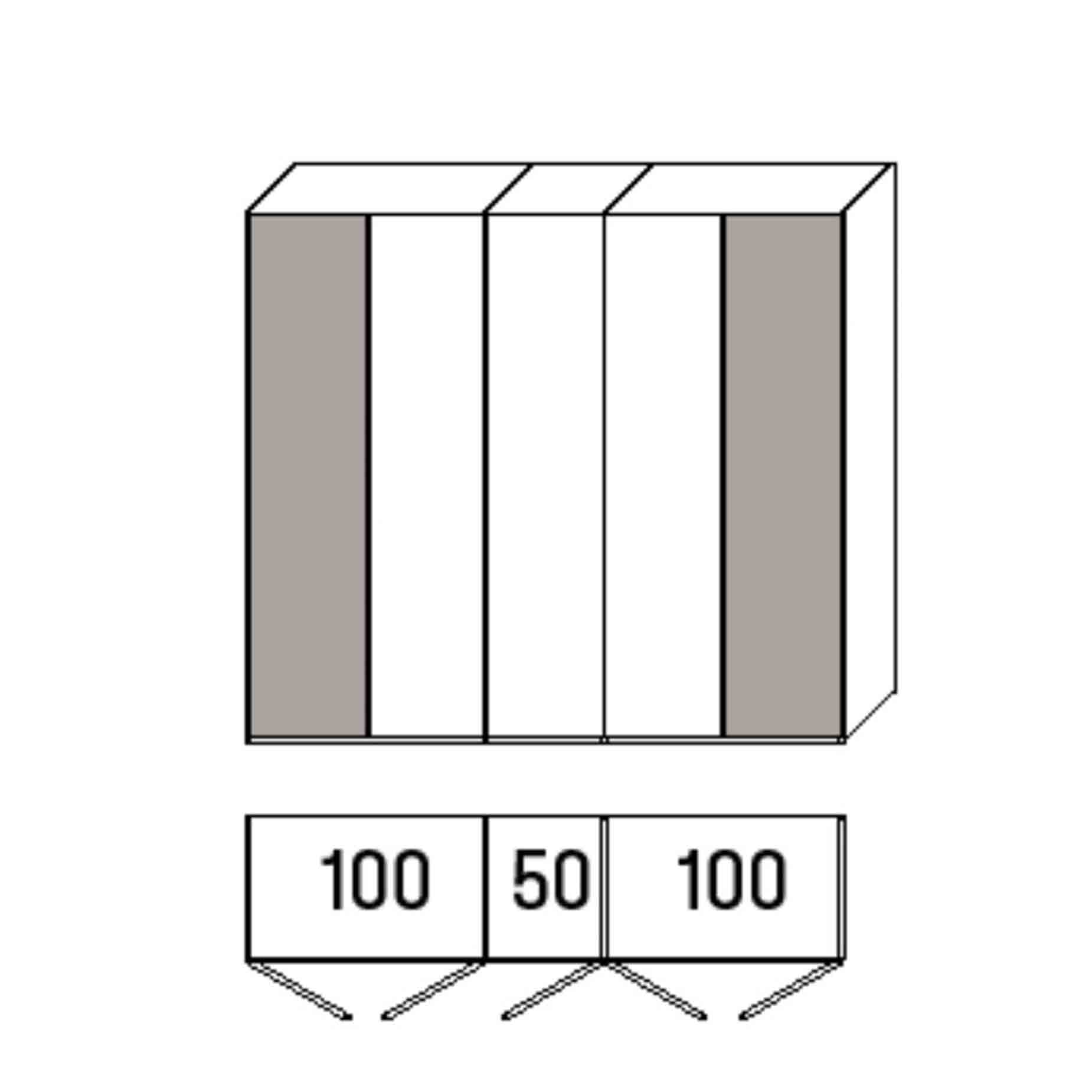 WSM 7100 Kleiderschrank 5 türig optional mit Mattglas bronzefarbiger Aussentüren.