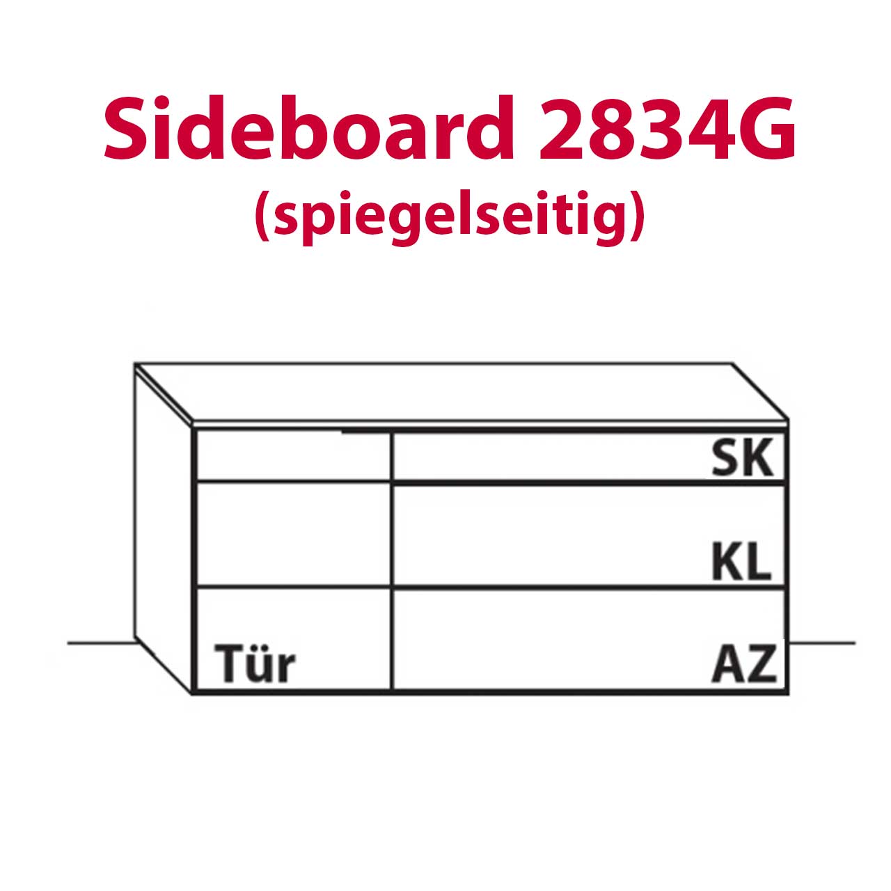 WM-Typ-2834G Sideboard Technische Zeichnung