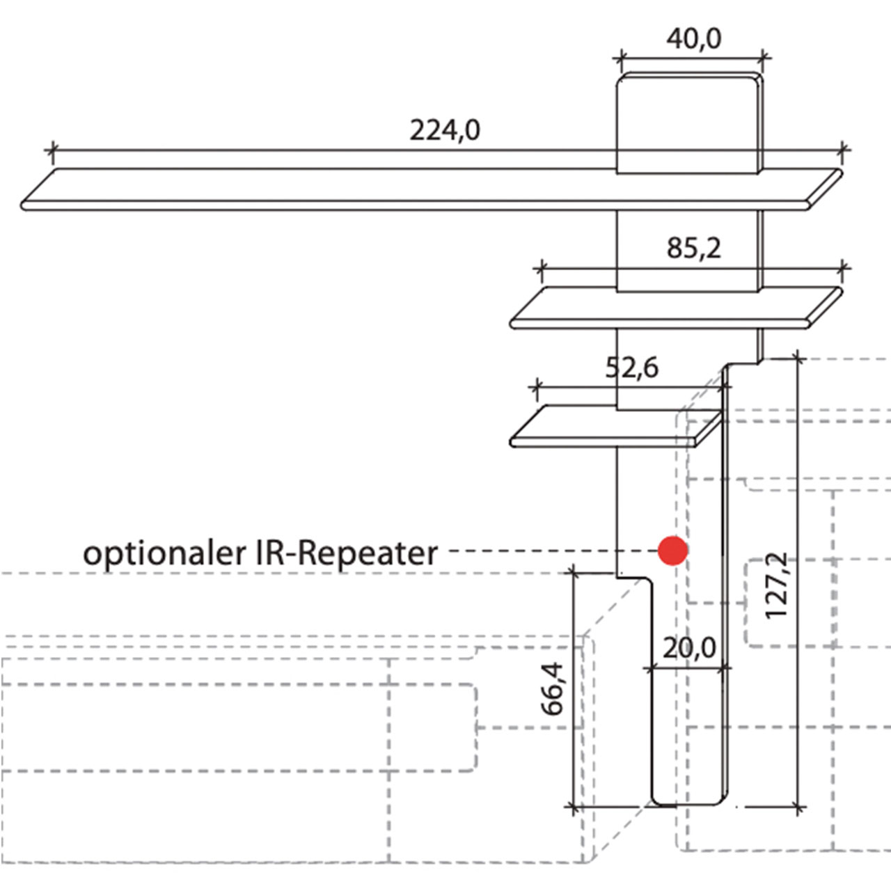Wöstmann SOLENTO - Einschubpaneel Type 8223 oder 8224, Technische Zeichnung.