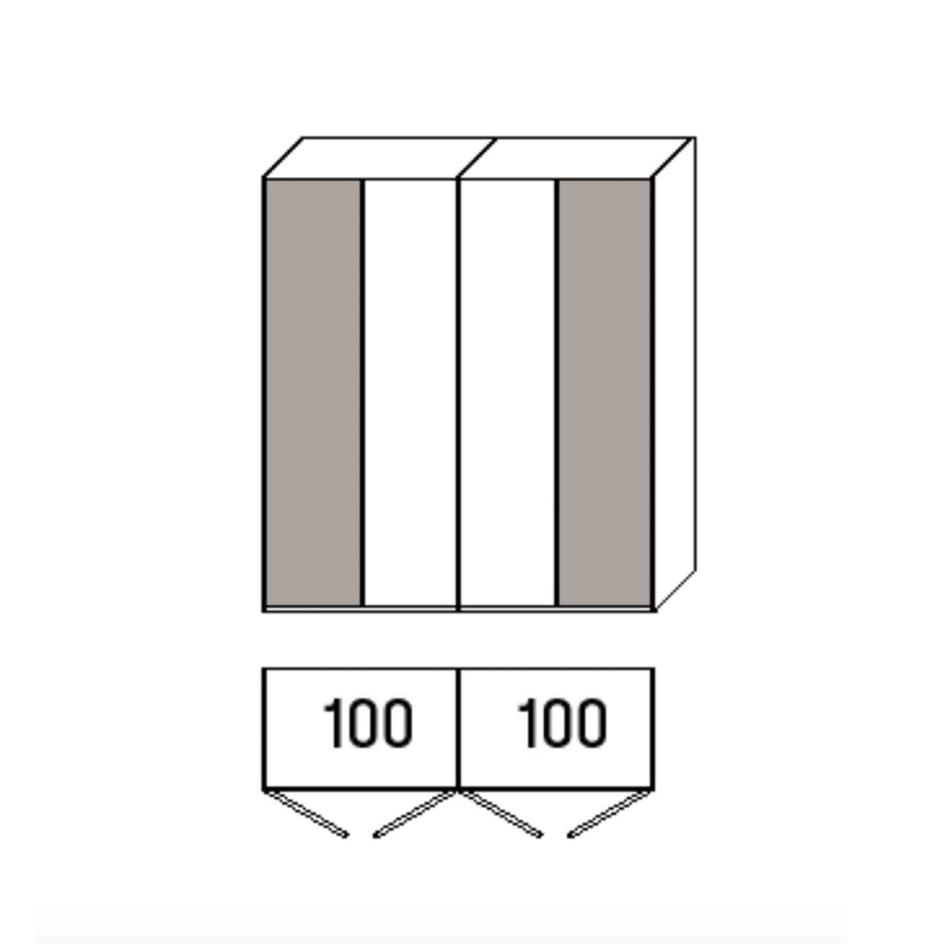 WSM 7100 Kleiderschrank 4 türig optional mit Mattglas bronzefarbiger Aussentüren.
