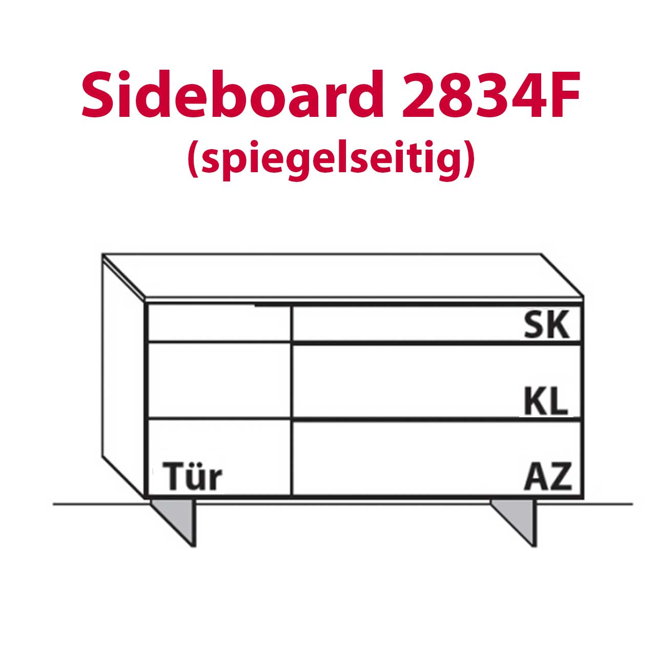WM-Typ-2834F Sideboard Technische Zeichnung