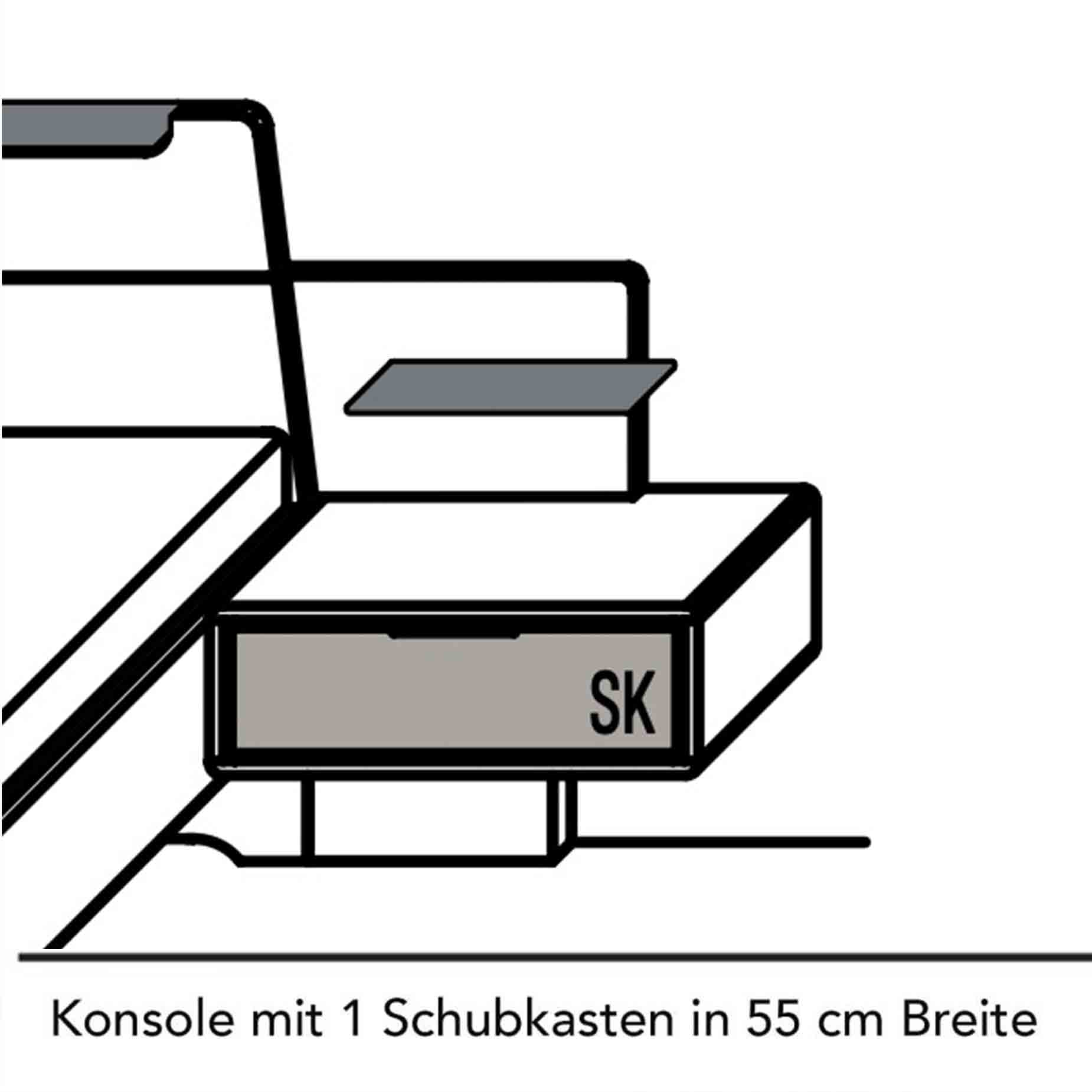 WSM 7100 Konsole in 55 cm Breite mit 1 Schubkasten