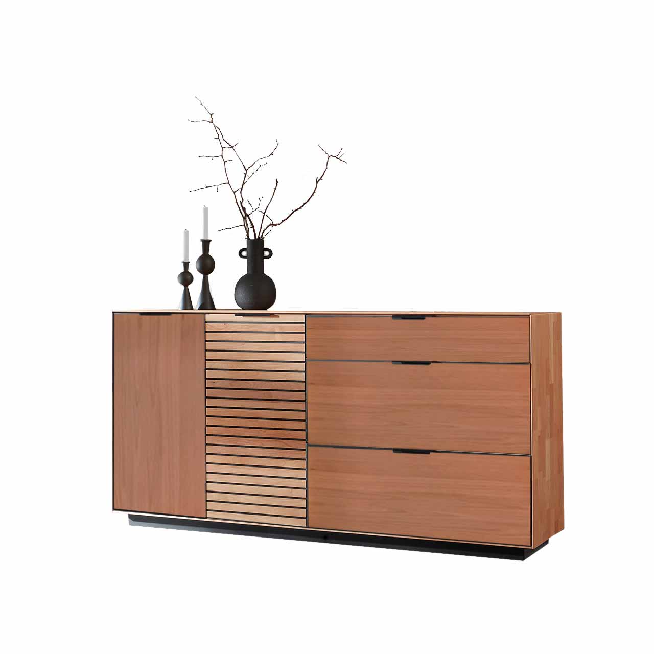 WM2320-Sideboard-2853-ERLE WM 2320 Sideboard 2853 in Erle, mit Lamellen einer Schublade und zwei Auszüge und zwei Türen.