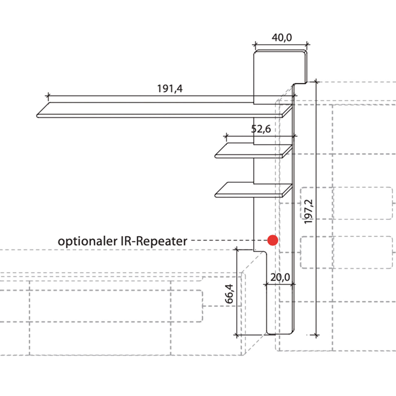 Wöstmann SOLENTO - Einschubpaneel Type 8053 oder 8054, Technische Zeichnung.