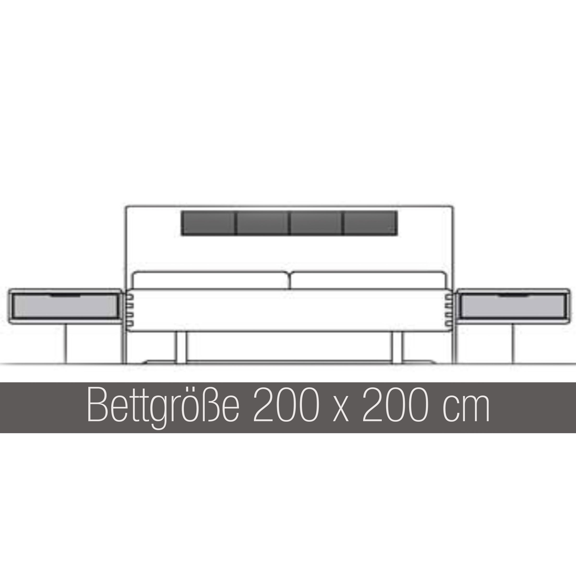 Bett Maßzeichnung B 200 x T 200 cm Bett Maßzeichnung B 200 x T 200 cm