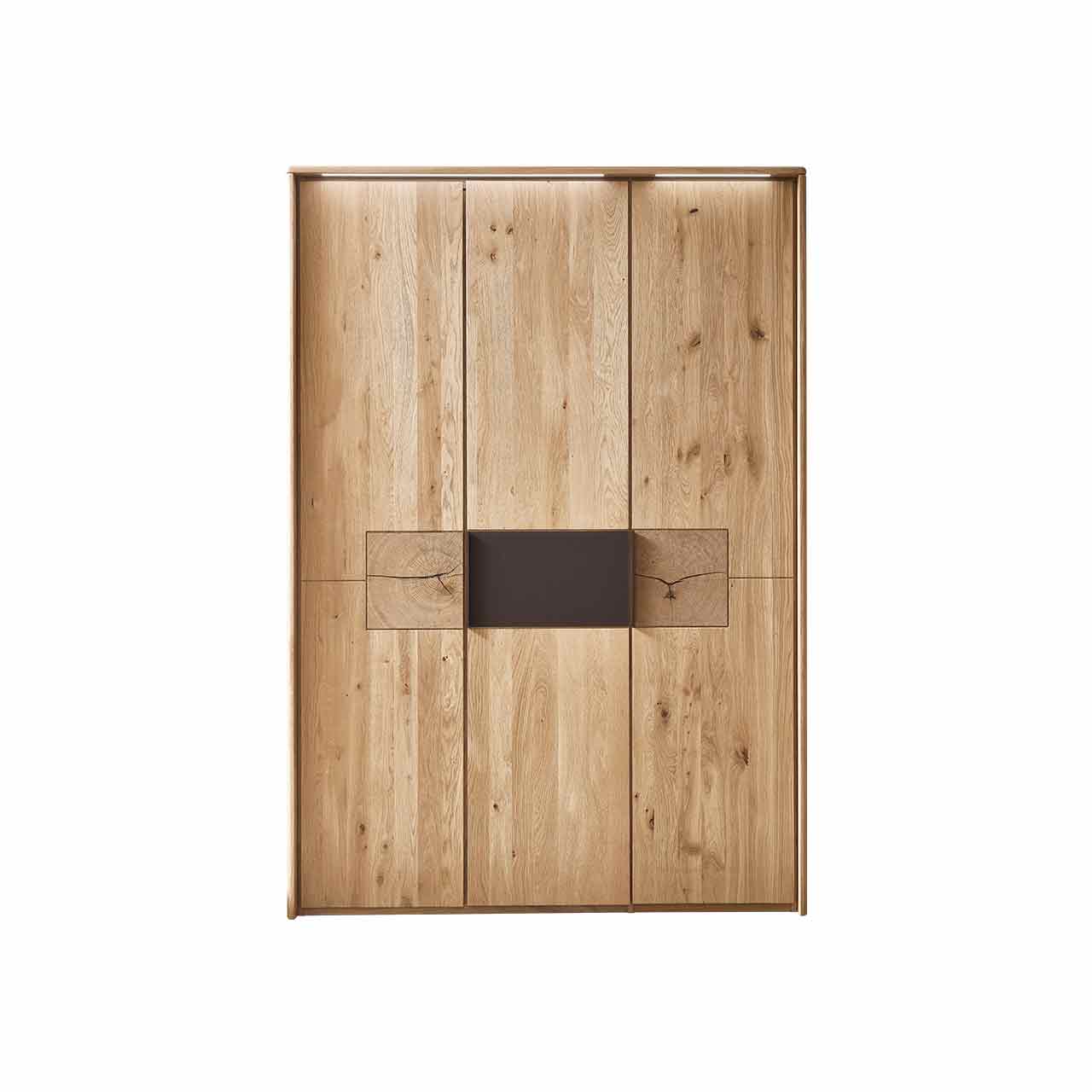 WSM1600_Schrank_Vorzugskombination_3-7_tuerig 3-türiger Kleiderschrank, gezeigt mit Hirnholz und Lack Mocca Akzent.