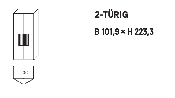 WSM 4400 2-türig Kleiderschrank mit Lamellen