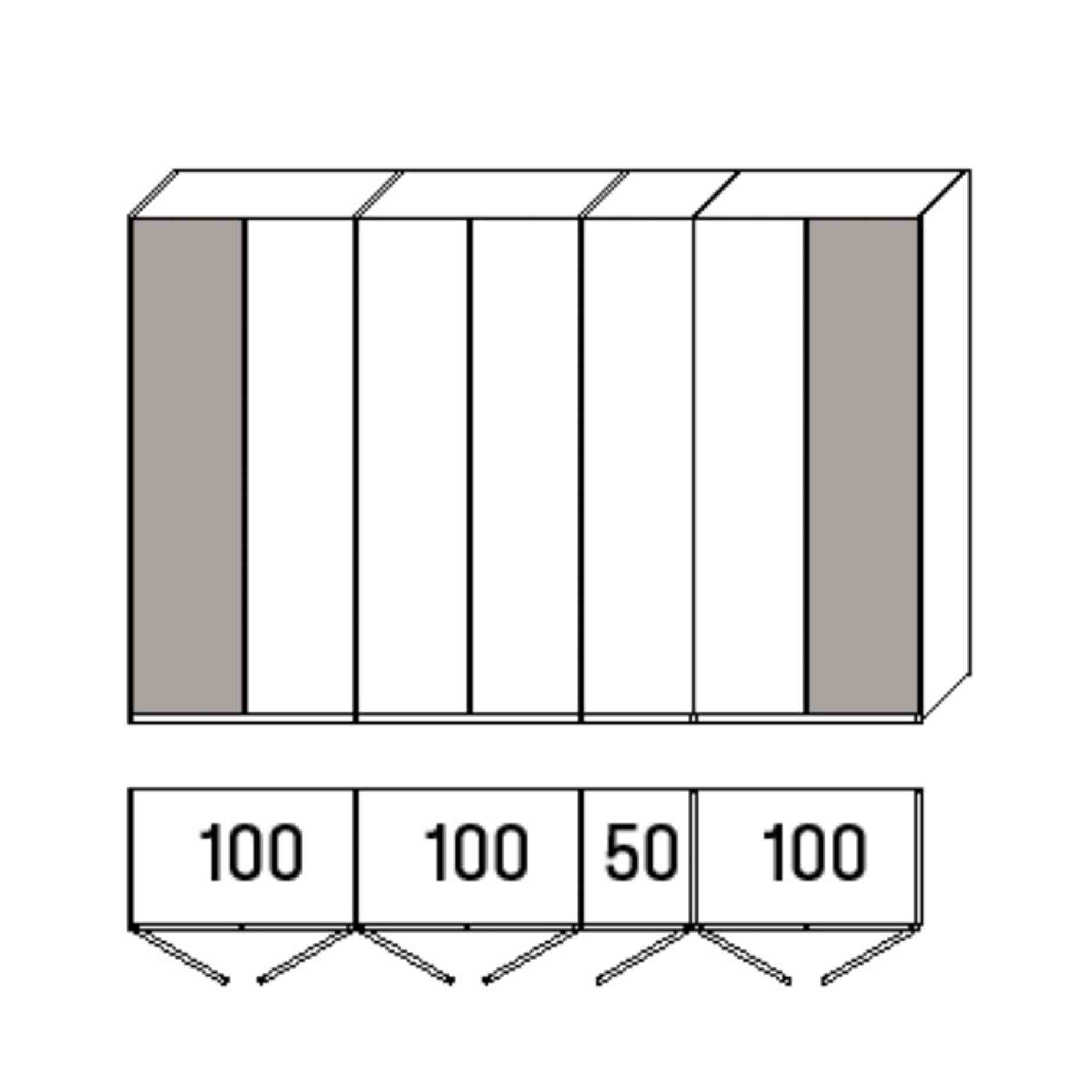 WSM 7100 Kleiderschrank 7 türig optional mit Mattglas bronzefarbiger Aussentüren.