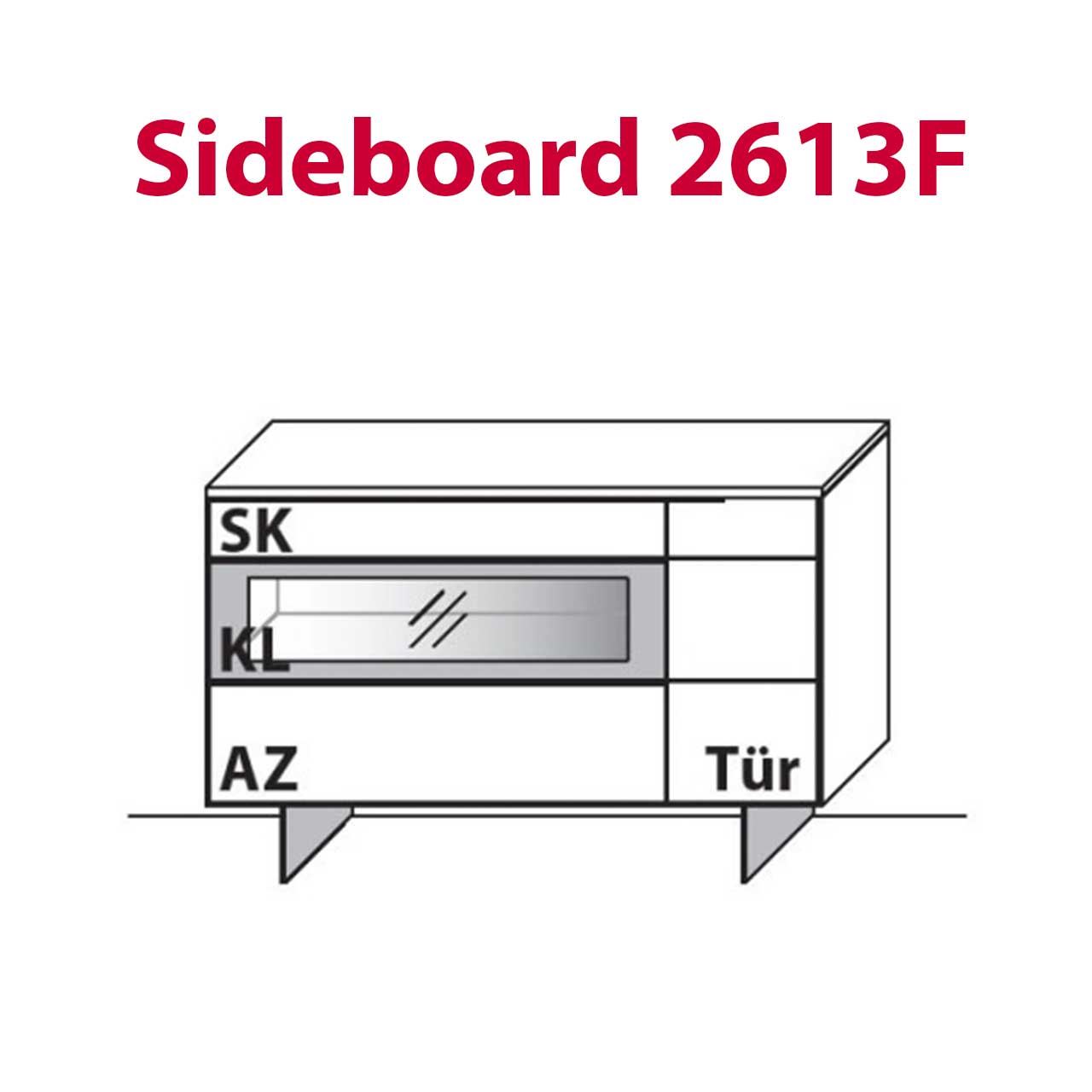WM-Typ-2613F Sideboard Technische Zeichnung