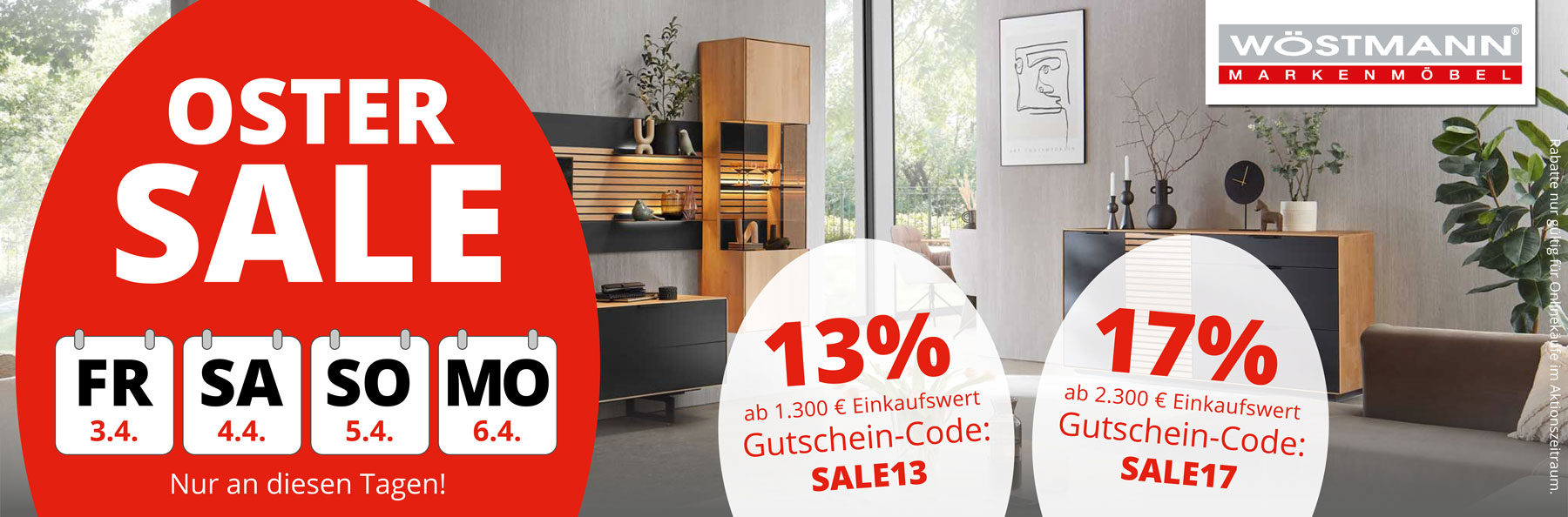 Oster SALE – jetzt bis 6.4.2026 sparen! 13% Rabatt ab 1.300€ Einkaufswert mit Gutschein-Code SALE13. 17% Rabatt ab 2.300€ Einkaufswert mit Gutschein-Code SALE17.