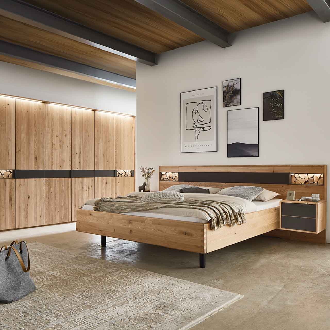 WSM 3100 Schlafzimmer Bett, 45cm Konsolen, Schrank