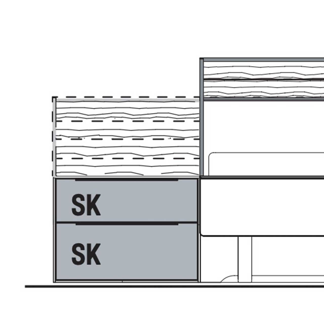 WSM 4300 Konsole 2 Schubkästen 55,0 cm 