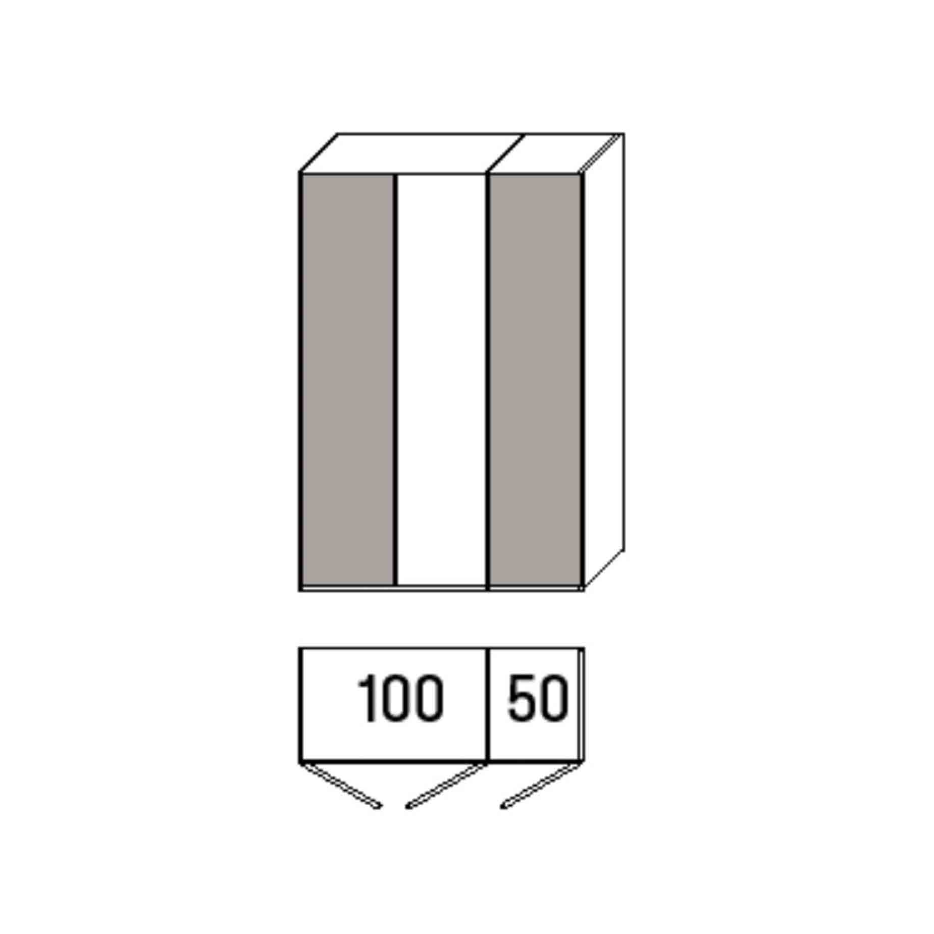 WSM 7100 Kleiderschrank 3 türig optional mit Mattglas bronzefarbiger Aussentüren.