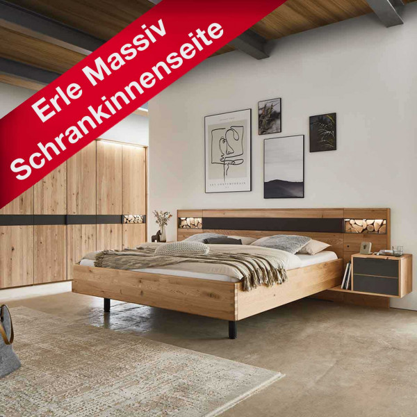 Wöstmann WSM 3100 Schlafzimmer Bett mit 45cm Konsolen mit Ablage und Schrank