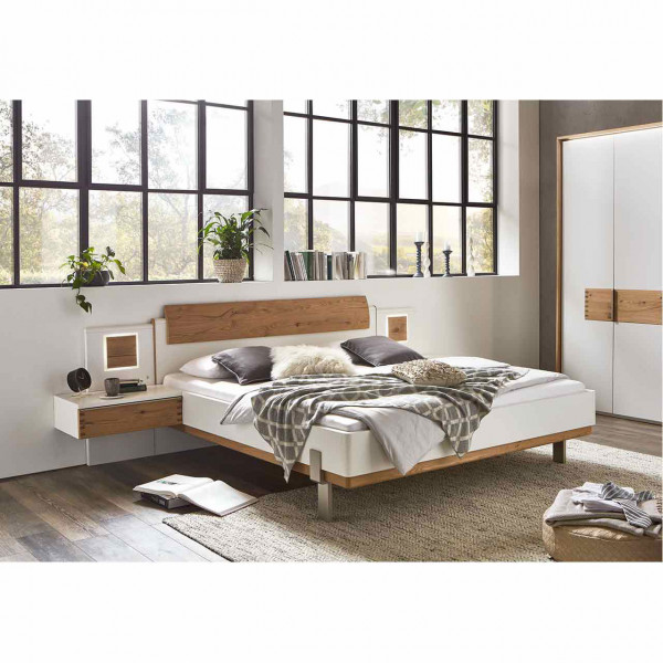 Wöstmann WSL 6000 Bett Lack weiß mit Holz-Formteil